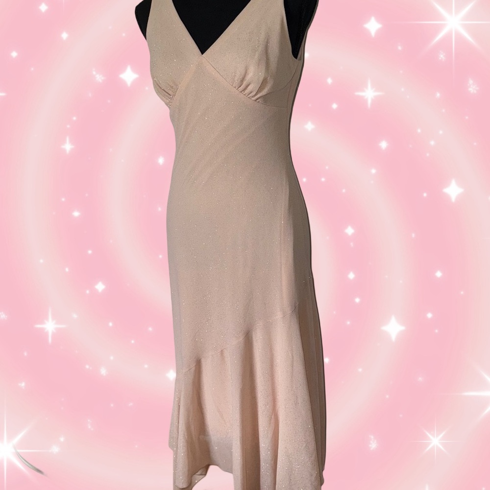 Elegant Y2K B Darlin Asymmetric Sparkle Cocktail Gown Size 9/10